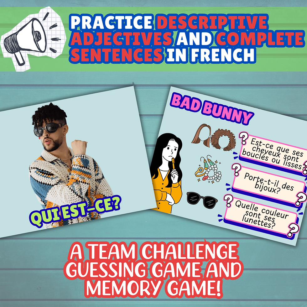 Miniature : CORE FRENCH SPEAKING GAMES | CELEBRITY DESCRIPTIONS & ADJECTIVES | COMMUNIC