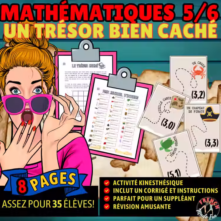 MATHÉMATIQUES | JEU PIRATE – PAIRES ORDONNÉES, CARTÉSIEN | COORDONNÉES + TRÉSOR