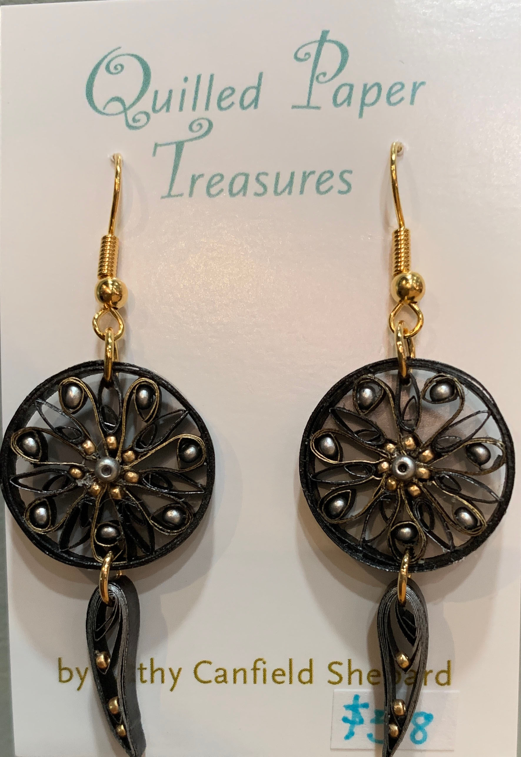Earrings, Dream Catcher Black & White EDC 100-3