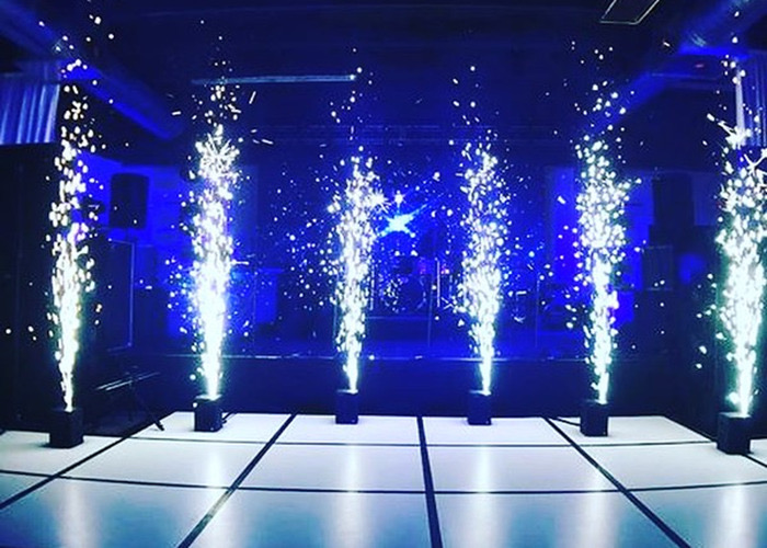 Cold spark effects illuminating a celebration