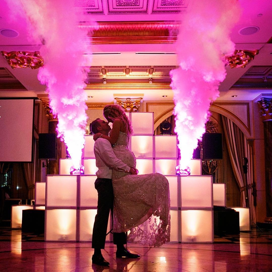 Guests enjoying energetic CO2 effects at an event