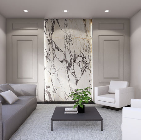 formal living room, 3d rendering, contemporary formal room, marble feature wall, modern