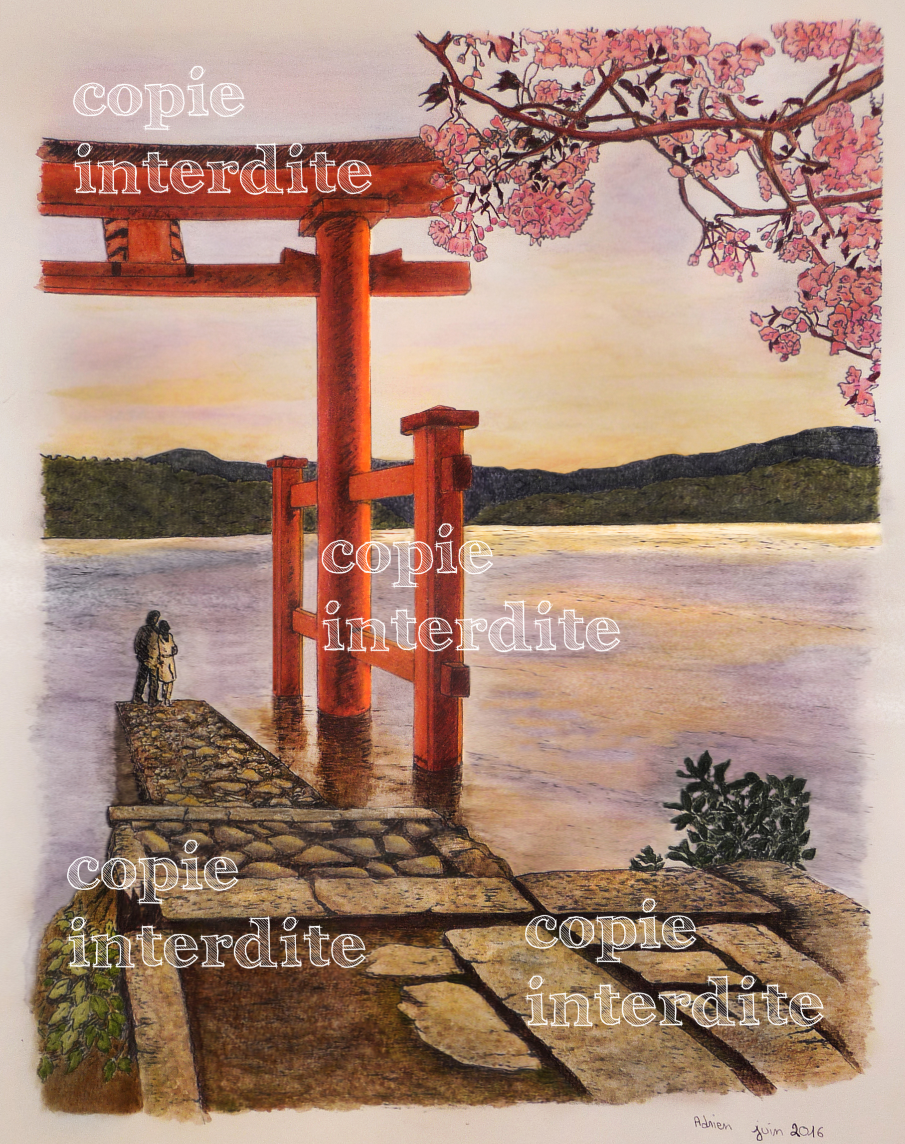 Torii de Miyajima soleil couchant