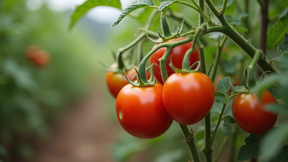 Close-up view of vibrant tomato plants in a vegetable garden