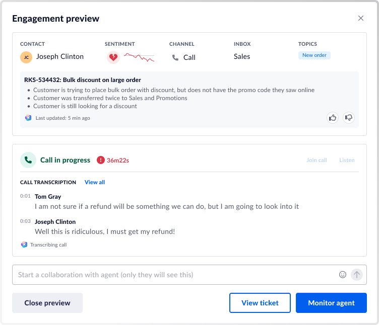 Engagement preview