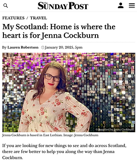 The Sunday Post travel feature My Scotland by broadcaster and reviewer Jenna Cockburn