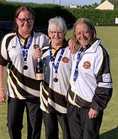 District 17 Ladies Triples Winners 2024 - M. Bryson, G. Bryson, I Bryson.