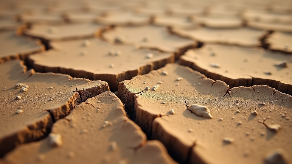 Close-up view of a dry cracked earth surface