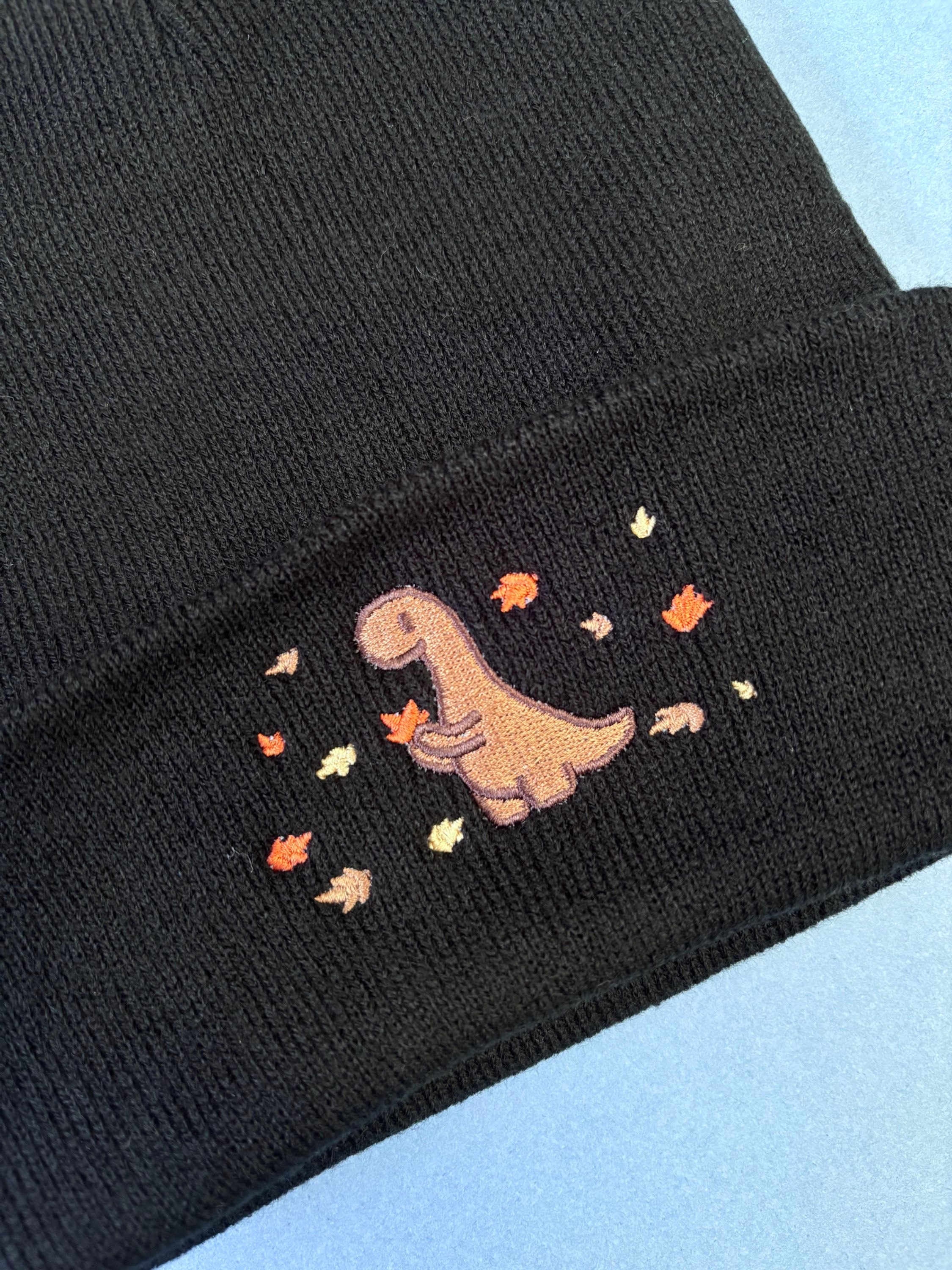 Black Cosy Autumn Dino Beanie