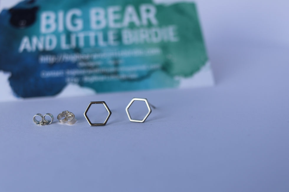 Thumbnail: Sterling Silver Hexagon Studs