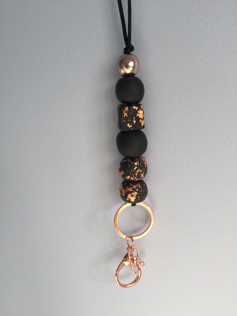 Thumbnail: Black Rose Gold Square Lanyard