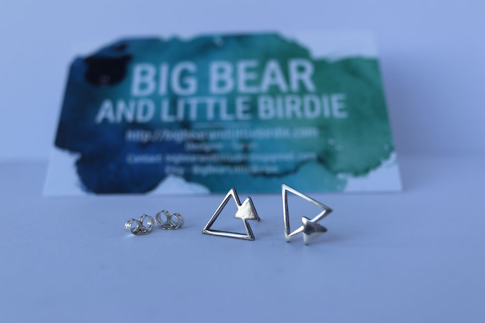 Thumbnail: Sterling Silver Double Tri Stud