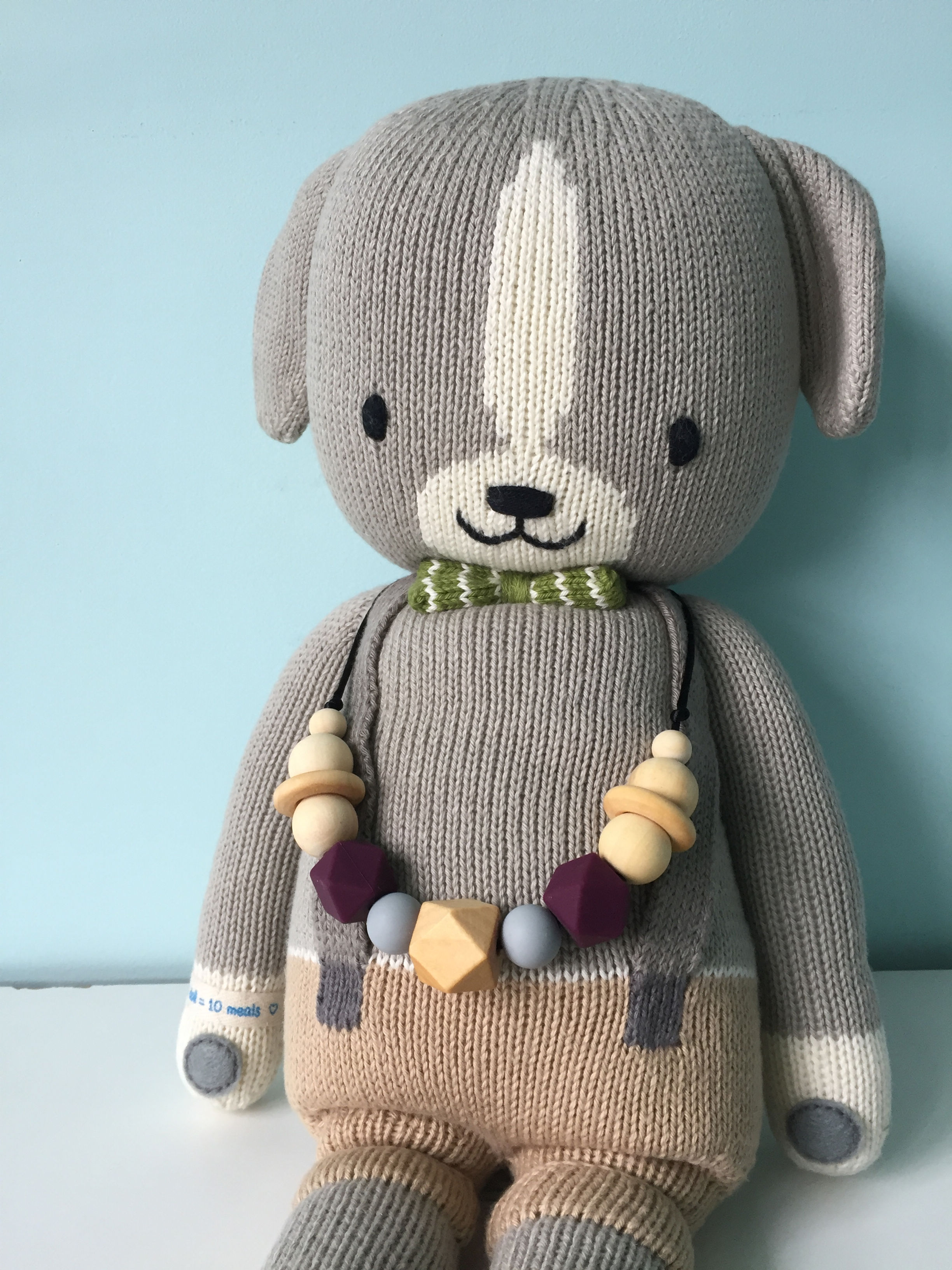 Magenta Wooden Teething Necklace