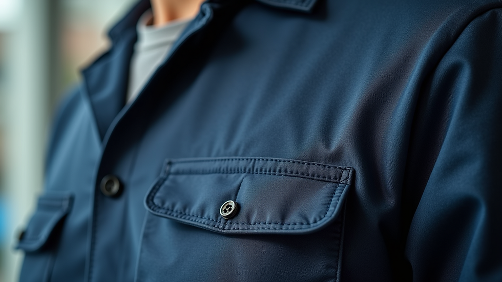 Close-up view of durable fabric texture on work uniform
