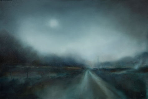 Contacilly, an original oil painting by Nicola Gilmore depicting an atmospheric landscape with soft, layered brushwork. Subtl