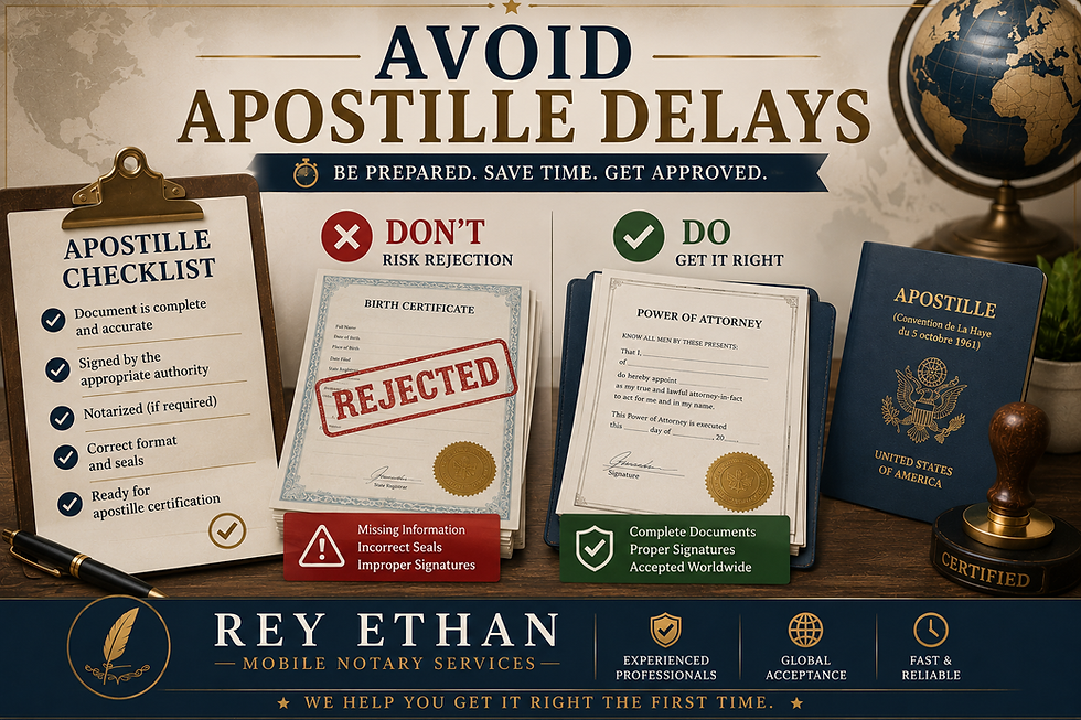 Avoid apostille delays with proper document preparation, notarization requirements, apostille checklist, and accepted paperwork examples.