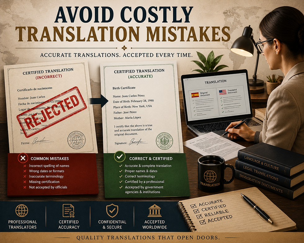 Avoid costly translation mistakes by using certified translation services for immigration, apostille, legal, educational, and personal documents.