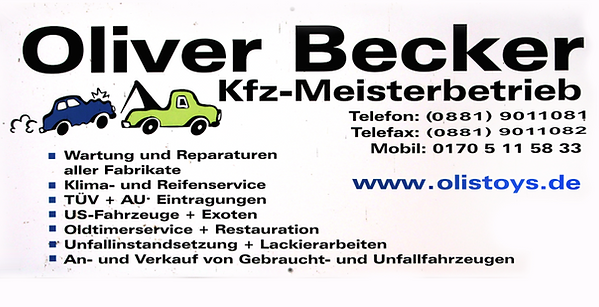 Oliver Becker, Visitenkarte, Kfz Meister Betrieb Weilheim, Kfz Reparatur, Oldtimer Ankauf Weilheim