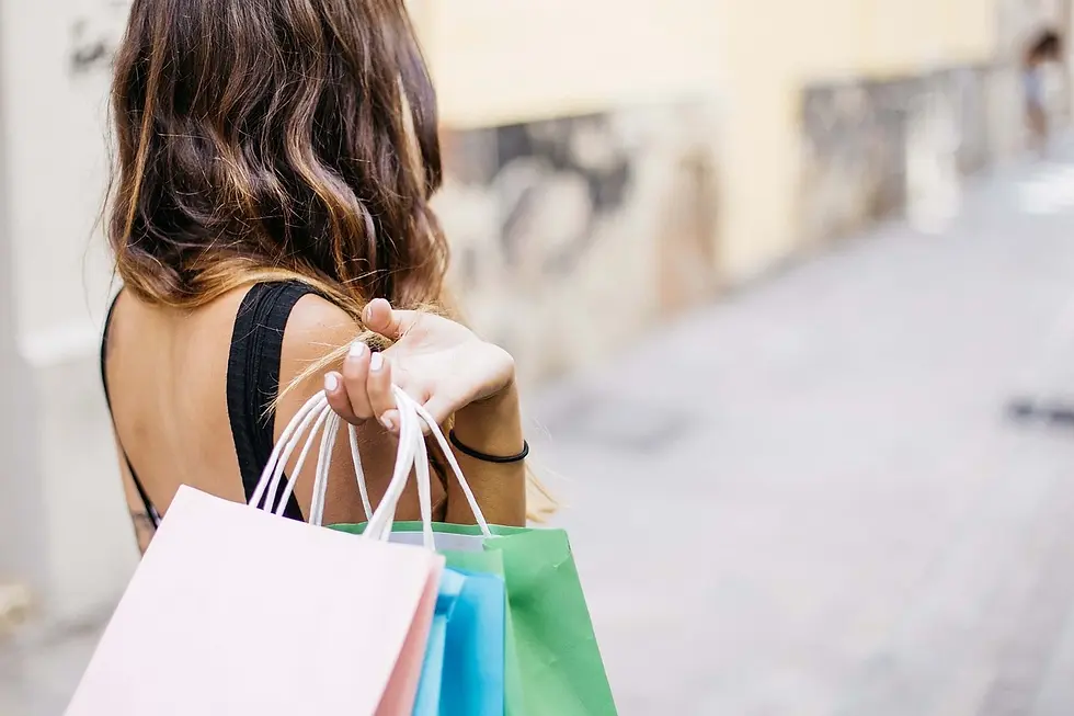 image from back side of a woman in the street with shopping bags