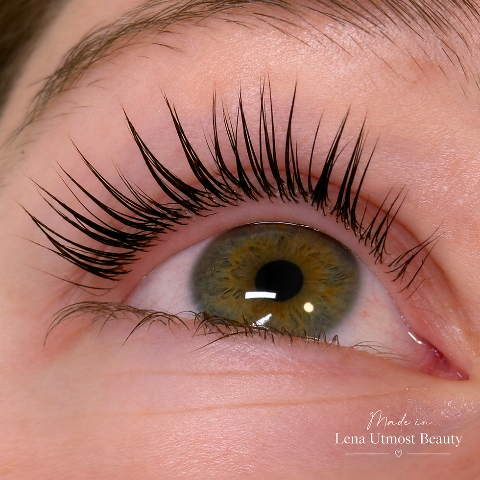 Eyelash lift Balwyn showing naturally lifted and defined lashes at Lena Utmost Beauty.