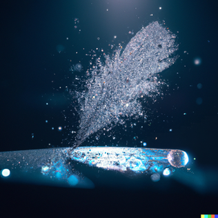 DALL·E 2022-09-24 20.07.15 - a translucent sparkling furry feather is dripping droplets on