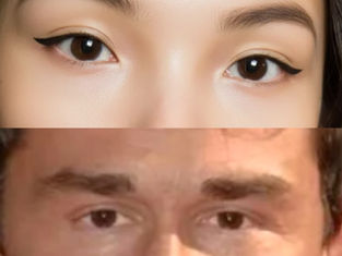 eyes of two persons placed in above and below