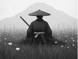 A Person Sitting in a field