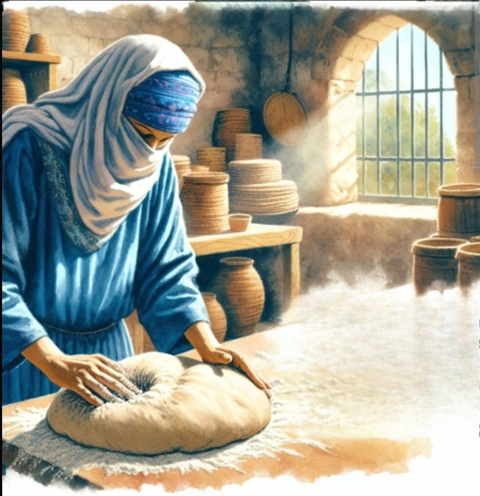 A woman kneading the dough
