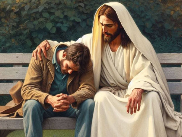 Jesus comforts a young man