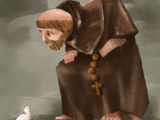 St Francis of Assisi speaking to a Bird