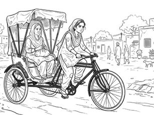two women in a cycle ricksha