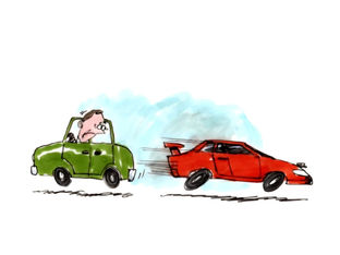Two Cars are in a race