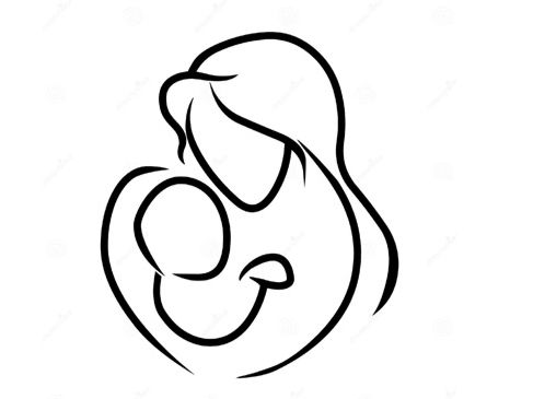 drawing depicts mother and child