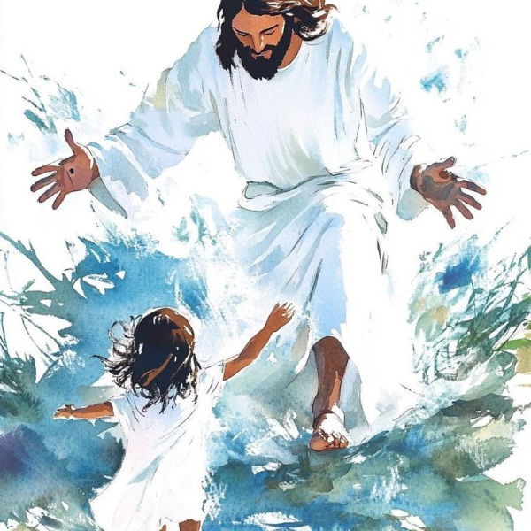 Jesus and a kid