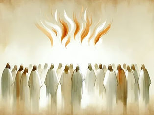 Illustration of the outpouring of the Holy Spirit on the disciples on the Pentecost Day