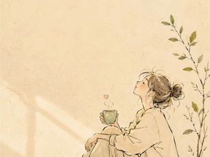 A girl sitting with a tea cup