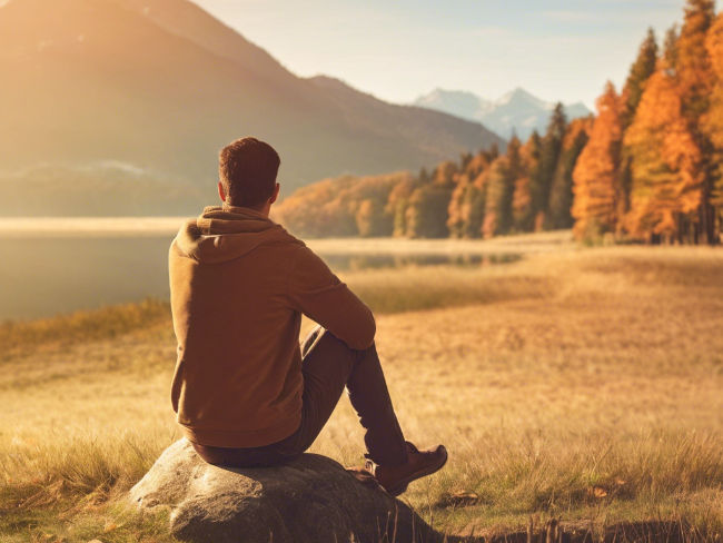A man sitting alone