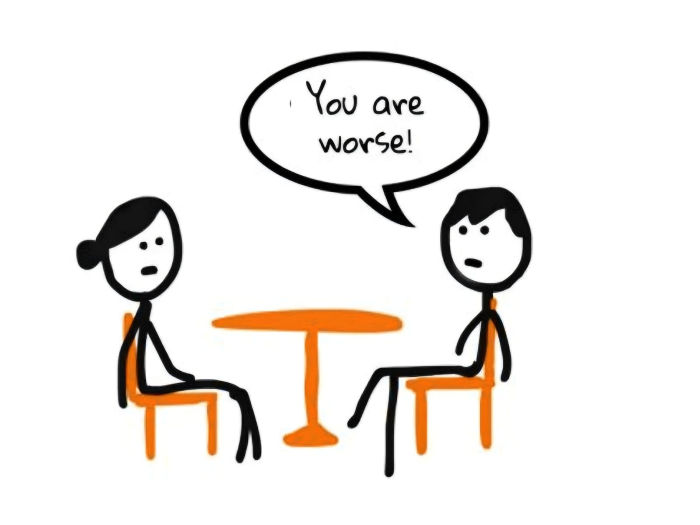 Illustration of two persons sitting for a conversion