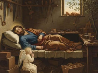 image of Sleeping st Josph, and an angel