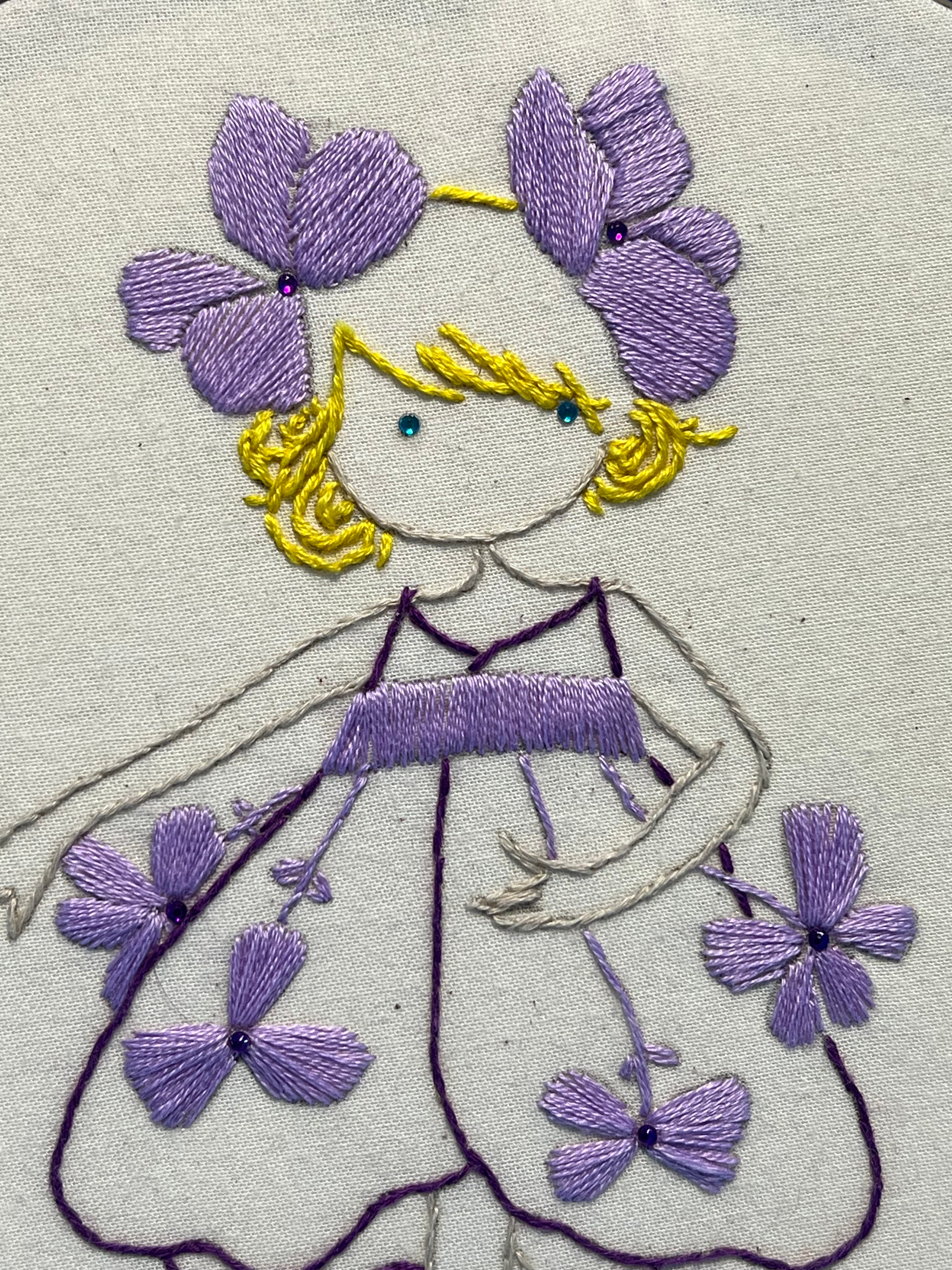 Little Girl in a Purple Dress Embroidery