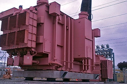 Isolated High Voltage Transformer, isolated using Triple Pendulum™ isolators manufactured by Earthquake Protection Systems