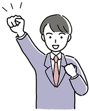 腕を上げる男子学生のイラスト