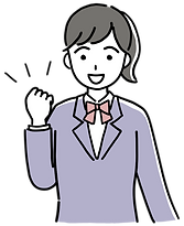 ガッツポーズする女子学生のイラスト