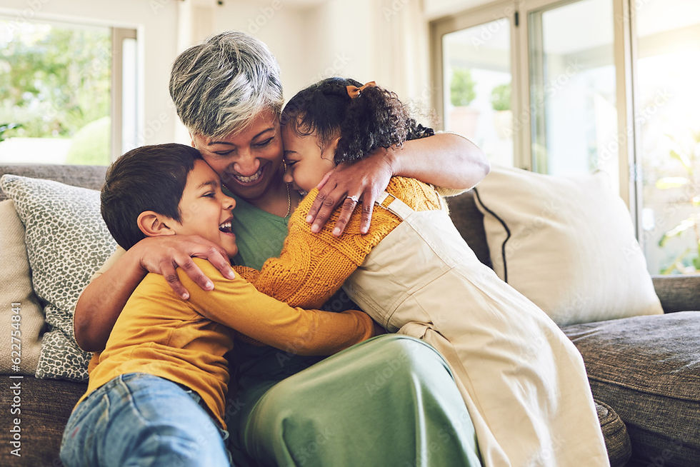 Grandparent spending time with grandchildren at Wolf Creek — family connection in a Chapel Hill neighborhood.