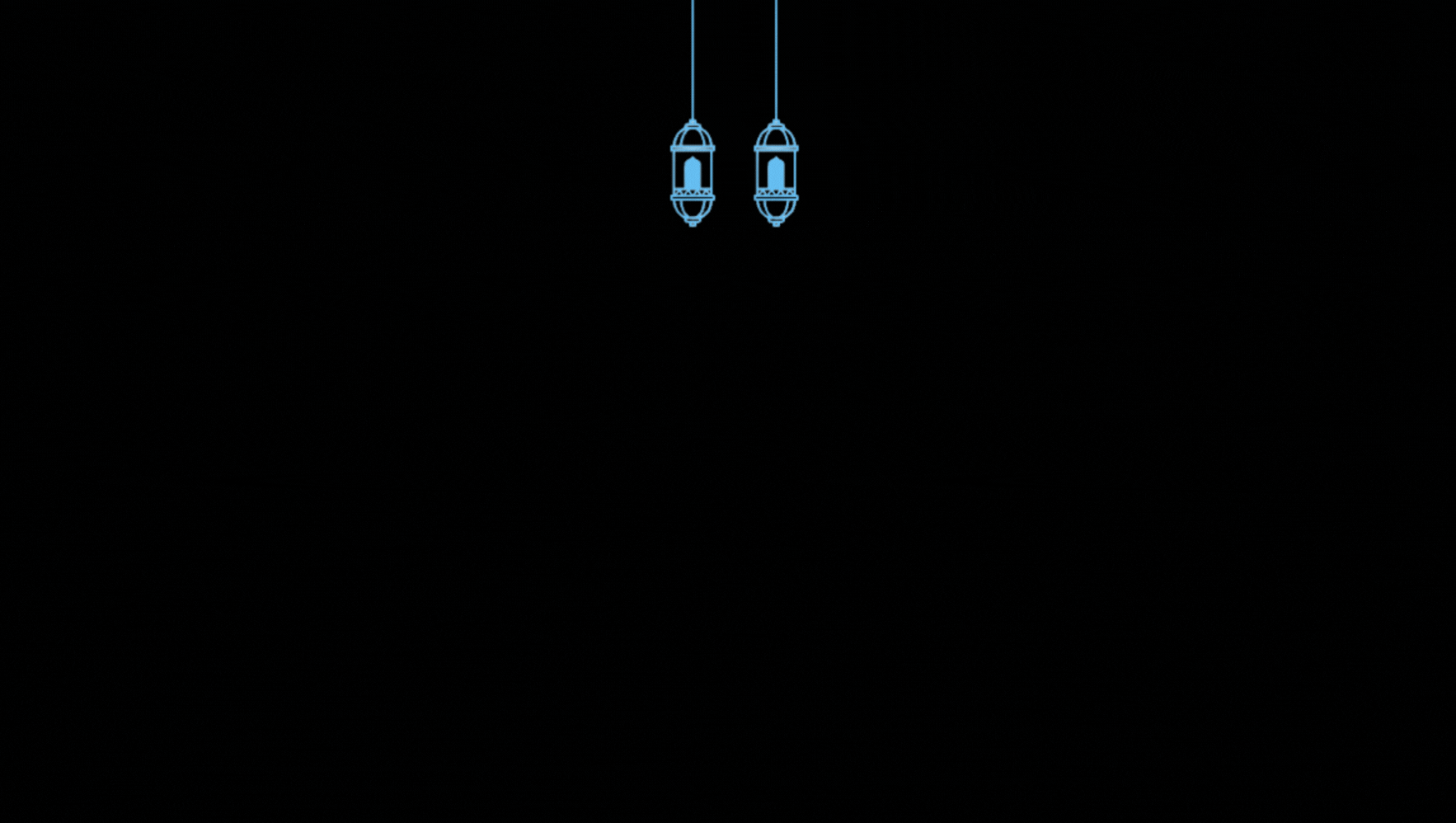 Animated Moroccan hanging lamps glowing on a dim background, setting the mood at Arabesque restauran
