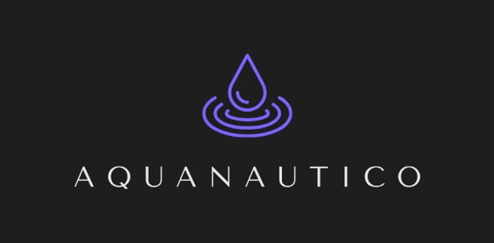 Aquanautico brand logo with a blue water drop.
