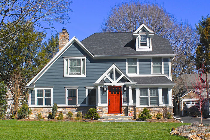 Modern House with Blue Siding