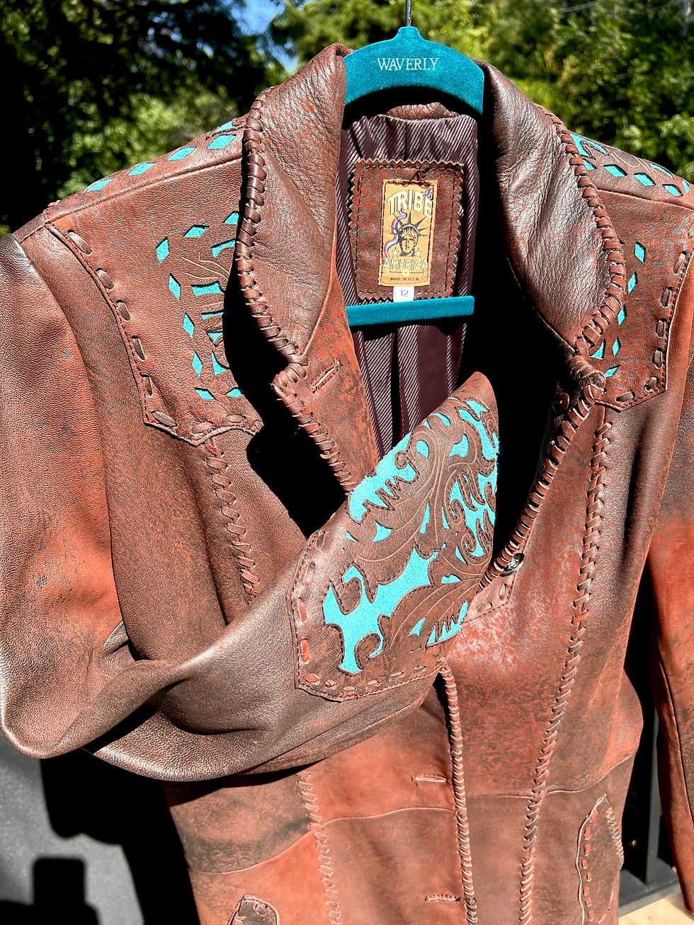 Thumbnail: Tribe America Leather & Suede coat- size 12