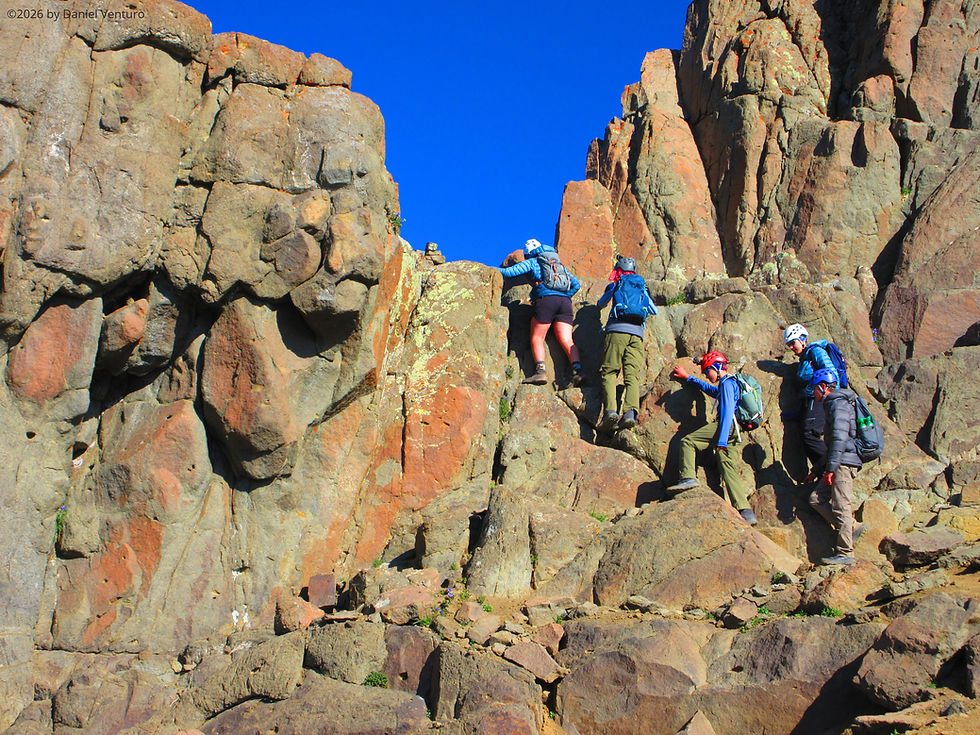 Climbers on a Class 3 pitch