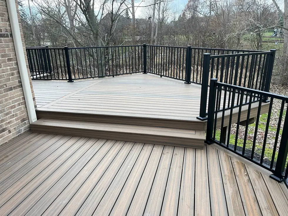 New Deck Design with Black Deck Railing
